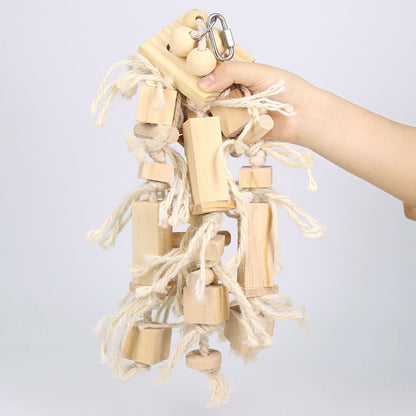 Blocks Natural Wood Large Bird Toy - Parrot Toys - Bird Toys for Parrots, Cockatoos, Macaws, Large Birds（log）
