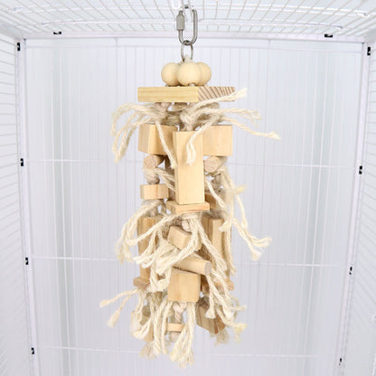 Blocks Natural Wood Large Bird Toy - Parrot Toys - Bird Toys for Parrots, Cockatoos, Macaws, Large Birds（log）