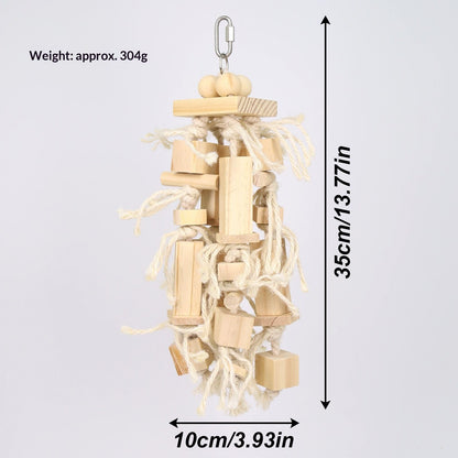 Blocks Natural Wood Large Bird Toy - Parrot Toys - Bird Toys for Parrots, Cockatoos, Macaws, Large Birds（log）