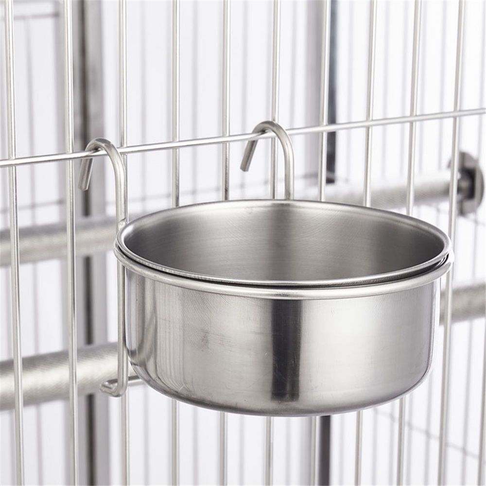 Stainless Steel Hook Cup  Bird Toys Liquid Water Food Parrot Parrotlet African Grey , Water Cup Suspension（S）