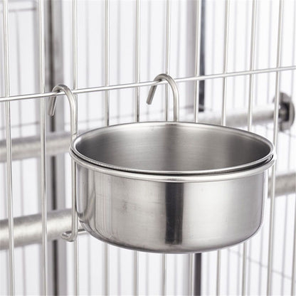 Stainless Steel Hook Cup  Bird Toys Liquid Water Food Parrot Parrotlet African Grey , Water Cup Suspension（S）