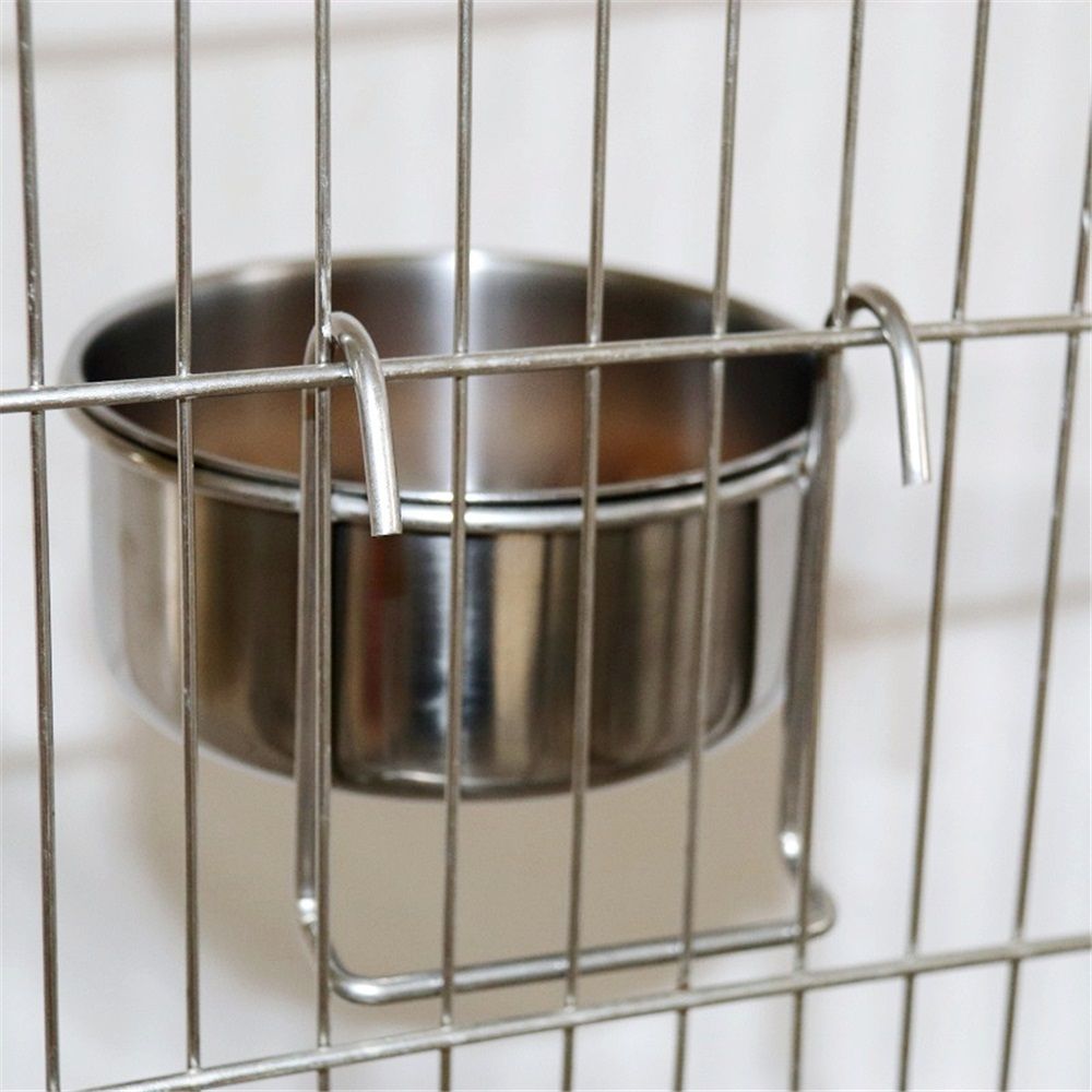 Stainless Steel Hook Cup  Bird Toys Liquid Water Food Parrot Parrotlet African Grey , Water Cup Suspension（S）