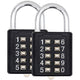 2 pack 10 Digit Push Button Combination Padlock, 5 Digit Locking Mechanism, Easy to Read Numbers - Resettable and Cut Proof Combo Code(2 Black)