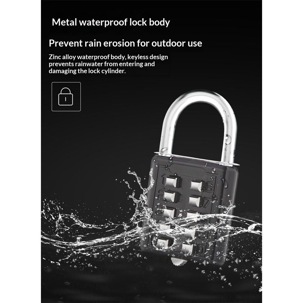 2 pack 10 Digit Push Button Combination Padlock, 5 Digit Locking Mechanism, Easy to Read Numbers - Resettable and Cut Proof Combo Code(2 Black)