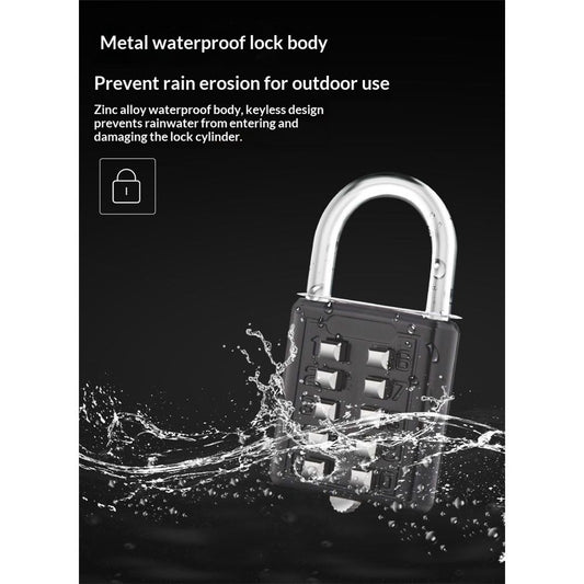 2 pack 10 Digit Push Button Combination Padlock, 5 Digit Locking Mechanism, Easy to Read Numbers - Resettable and Cut Proof Combo Code(2 Black)