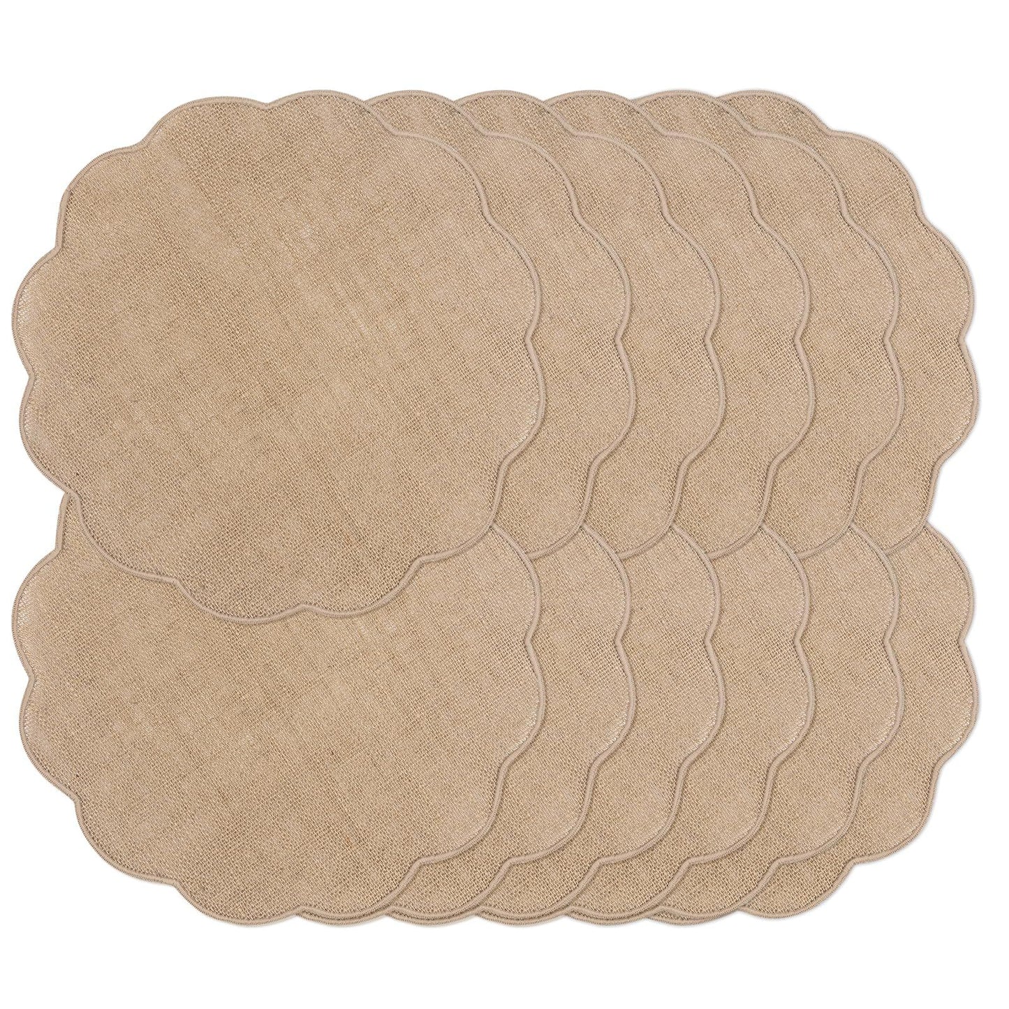 Round  Placemats Set of 12 Jute Rustic Place Mats for Dining Table Heat Resistant Natural Farmhouse Table Mats Decor (Wave Rim)
