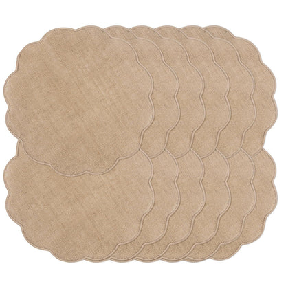 Round  Placemats Set of 12 Jute Rustic Place Mats for Dining Table Heat Resistant Natural Farmhouse Table Mats Decor (Wave Rim)