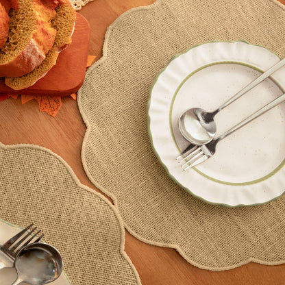 Round  Placemats Set of 12 Jute Rustic Place Mats for Dining Table Heat Resistant Natural Farmhouse Table Mats Decor (Wave Rim)