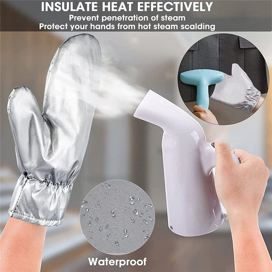 3 PCS Garment Steamer Ironing Gloves, Waterproof Care Anti Steam Mitt with Finger Loop, Heat Resistant Protective Gloves Iron Board for Clothes Steamers (Pointy)