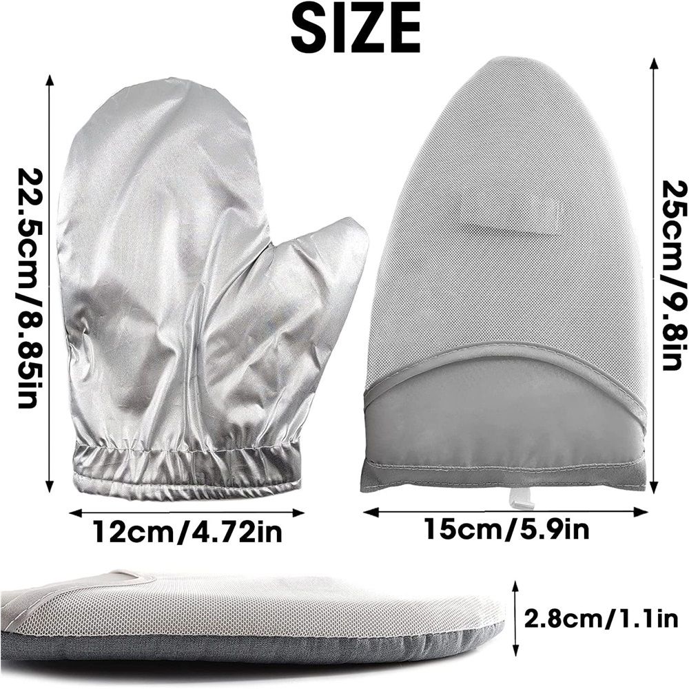 3 PCS Garment Steamer Ironing Gloves, Waterproof Care Anti Steam Mitt with Finger Loop, Heat Resistant Protective Gloves Iron Board for Clothes Steamers (Pointy)