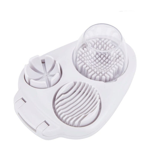3-In-1egg Slicer For Hard Boiled Eggs,Stainless Heavy Duty Egg Slicer Kitchen Gadget, Fit Strawberry, Apple, Banana, Cherry, Tomato, White