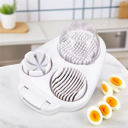 3-In-1egg Slicer For Hard Boiled Eggs,Stainless Heavy Duty Egg Slicer Kitchen Gadget, Fit Strawberry, Apple, Banana, Cherry, Tomato, White