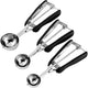 Cookie Scoop Set, Cookie Scoops for Baking Set of 3, Cookie Dough Scoop, 1 Tablespoon/ 2 Tablespoon/ 3 Tablespoon, Black Handle, For Cookie, Cupcake, Muffin, Ice Cream,Truffles