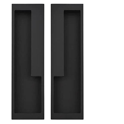 Zinc Alloy Flush Pull Handles, 2pcs Embedded Sliding Door Handle with Hidden Screws, 7.95'' Modern Simple Door Pull Handle for Sliding Barn Drawer Cupboard Wardrobe/Matte Black