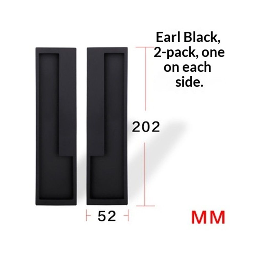Zinc Alloy Flush Pull Handles, 2pcs Embedded Sliding Door Handle with Hidden Screws, 7.95'' Modern Simple Door Pull Handle for Sliding Barn Drawer Cupboard Wardrobe/Matte Black
