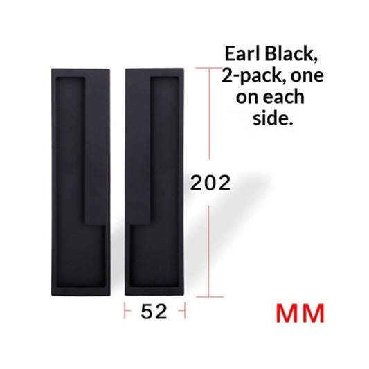 Zinc Alloy Flush Pull Handles, 2pcs Embedded Sliding Door Handle with Hidden Screws, 7.95'' Modern Simple Door Pull Handle for Sliding Barn Drawer Cupboard Wardrobe/Matte Black