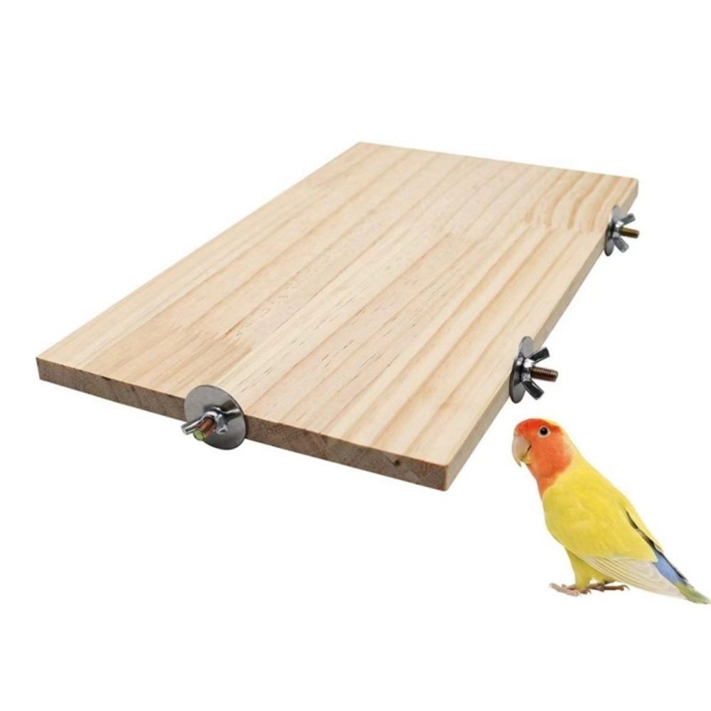Large Bird Perch Stand Platform, Natural Wooden Small Animals Cage Accessories,  Parakeet Cockatiel Rat Hamster Guinea Pig Conure Chinchillas(35*20*1.5cm)