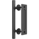 18cm Heavy Duty Sliding Barn Door Handle, Pull and Flush Hardware Set, Black Powder Coated Finish, Large Rustic Two-Side Design, Round