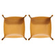2pcs PU Leather Tray Unisex Folding Small Catchall Tray Portable Entryway Table Tray Nightstand Bedside Desk Tray for Key Wallet Watch Coin Jewelry Dice, Yellow