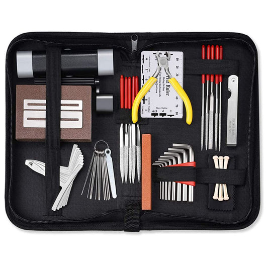 45Pcs Guitar Repairing Maintenance Tool Kit with Carry Bag Large Care Set of Tools For Acoustic Guitar Electric guitar Ukulele Bass Banjo,Perfect Gift for Music or String Instrument Enthusiast