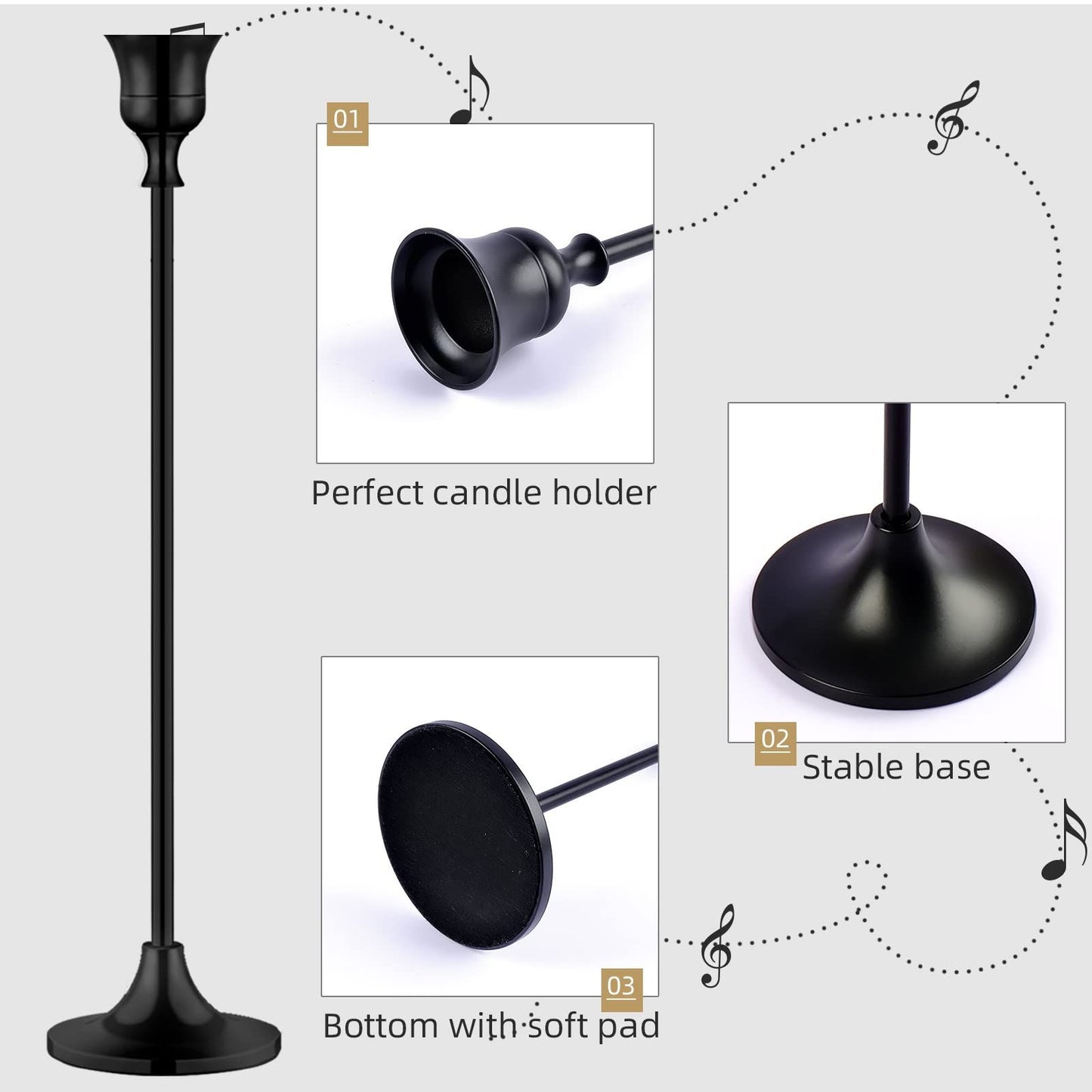 Candlestick Holders,Taper Candle Holder for Candlesticks Black Candelabra Candle Holders Vintage Candle Stick Candle Holder for Fireplace Party Dining Home 6pcs