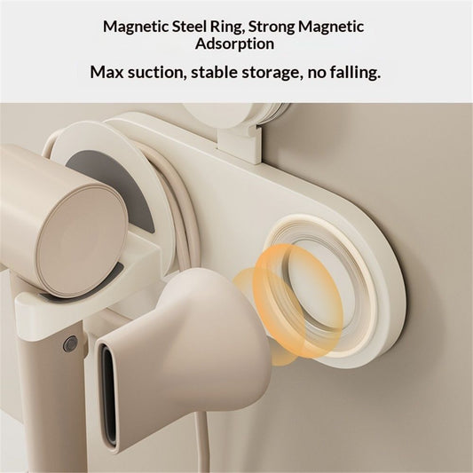 Hair Dryer Holder Wall Mounted, Hair Dryer Organizer Self Adhesive Compatible with Blow Dryer BlowDryer Holder Wall Mounted for Bathroom milky white