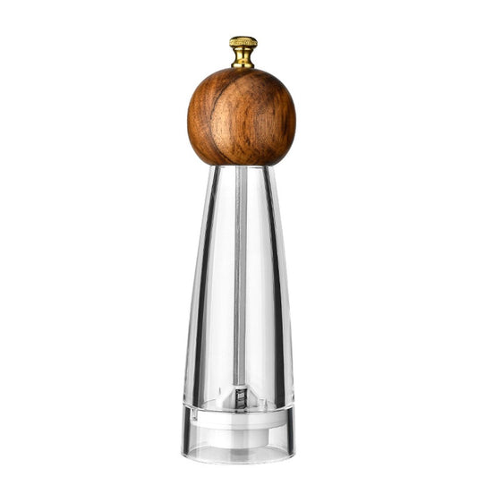 Pepper Mill Manual Salt and Pepper Grinder Set, Classic Transparent Pepper Grinder Salt Mills 2pcs 8in，Solid Wood Hand Shaker Rotor Pepper Salt Grinder Ceramic Core Adjustable Coarseness Spices