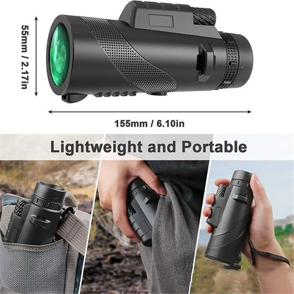 80*100 HD Monocular Telescope for Adults high Powered | Comes with Smartphone Adapter Tripod Hand Strap | Suitable for Bird Watching Sports Hiking Traveling