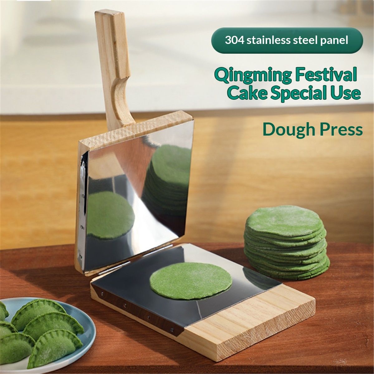 Wooden Tortilla Press Mexican Tortillera Presser Made from Natural Food-Grade Bamboo Wood  (Square 8")