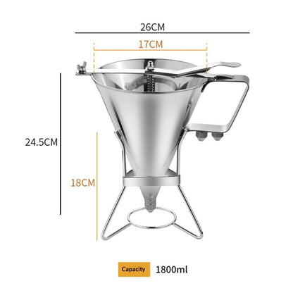 Stainless Steel Confectionery Funnels with Stand and 3 Nozzles, Commercial Grade Cake Decorating Tool Bakery Use, Precise Dispensing and Filling