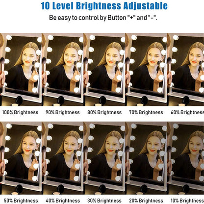 14 Bulb Vanity Lights for Mirror, Plug-in Power Adapter & Touch Dimmer, 3000-7000 K, (Mirror Not Included)