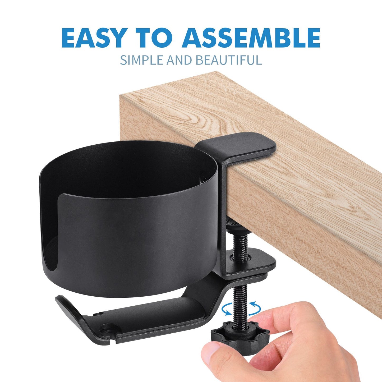2 in 1 Desk Cup Holder with Headphone Hanger, Anti-Spill Cup Holder for Desk or Table, Easy to Install, Sturdy and Durable, Enough to Hold Coffee Mups, Water Bottles, Headphones
