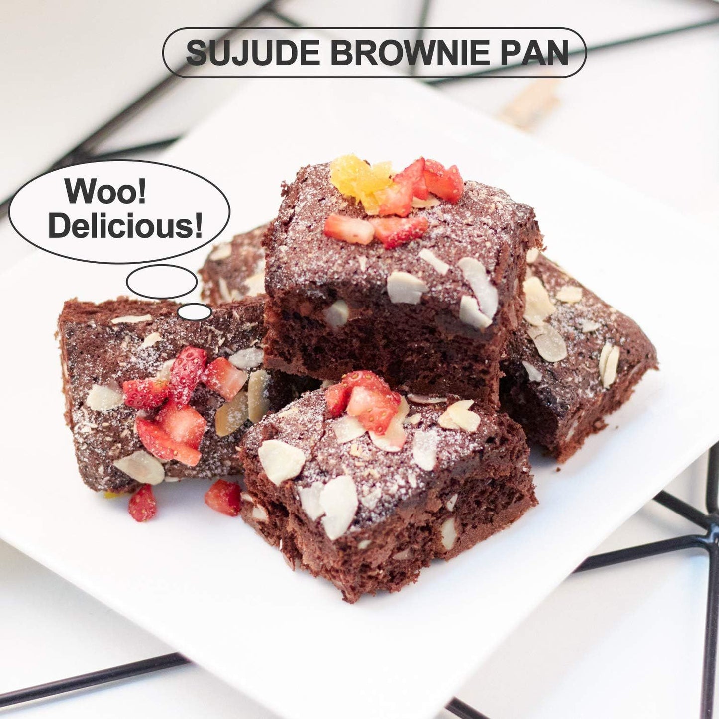 Brownie Pan with Dividers Nonstick Baking Pan for All Edge Brownies with Removable Divider, 2 in 1 Cake Pan + Brownie Baking Tray with 18 Pre-Cut Molds, Non-Toxic Oven/Dishwasher Safe