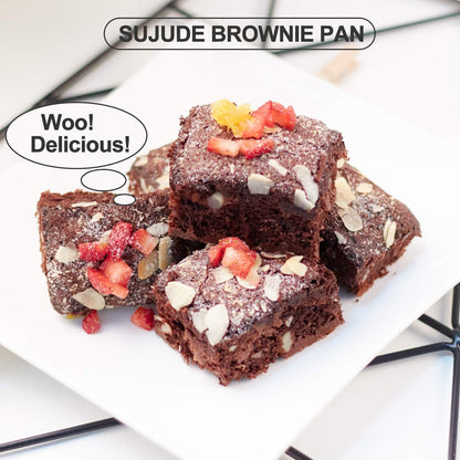 Brownie Pan with Dividers Nonstick Baking Pan for All Edge Brownies with Removable Divider, 2 in 1 Cake Pan + Brownie Baking Tray with 18 Pre-Cut Molds, Non-Toxic Oven/Dishwasher Safe