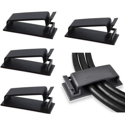 100Pcs Self Adhesive Cable Management Clips, Cable Organizers Wire Clips Cord Holder for TV PC Ethernet Cable under Desk Home Office (Black)