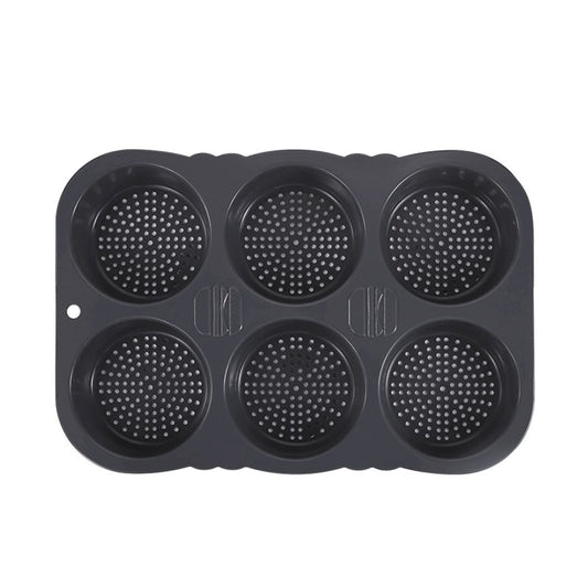 Hamburger Bun Mold, Hamburger Bun Pans for Baking, Burger Bun Pans Nonstick & Heat Resistant,Burger Buns pan, Silicone Homemade Hamburger Bread Mold,6 Cavity Silicone Pans Easy to Release
