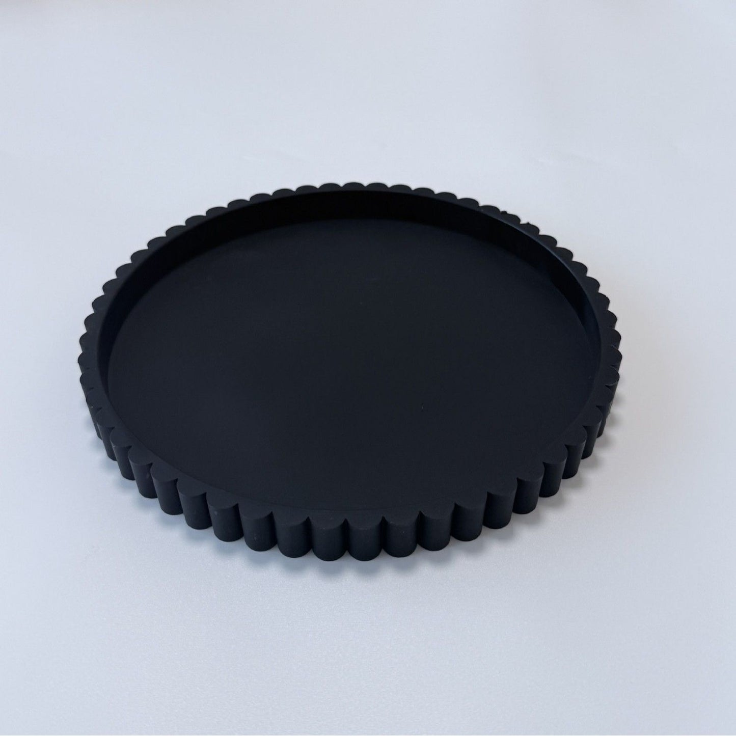 Decorative Tray for Coffee Table, Living Room, Side Table, 12" Black Round silicone Home Decor Serving Trays for Accent Table, Console Table