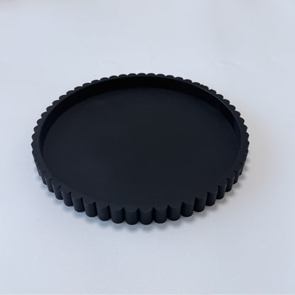 Decorative Tray for Coffee Table, Living Room, Side Table, 12" Black Round silicone Home Decor Serving Trays for Accent Table, Console Table