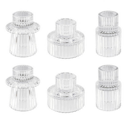 Glass Candlestick Holders Tealight Candle Holders for Table Centerpieces, Wedding Decor and Dinner Party (6 Pcs, Clear)