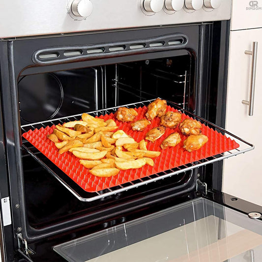 3pcs Red Silicone Baking Mat - 15x10.6" Non Stick Baking Mat With Fat Filtering Red Pyramid Design, Suitable for Oven & Microwave - Flexible & Easy-to-Clean Silicone Cooking Mats