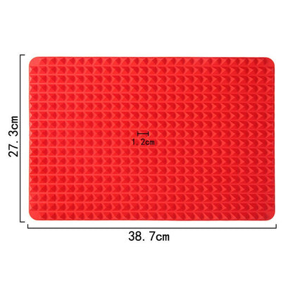3pcs Red Silicone Baking Mat - 15x10.6" Non Stick Baking Mat With Fat Filtering Red Pyramid Design, Suitable for Oven & Microwave - Flexible & Easy-to-Clean Silicone Cooking Mats