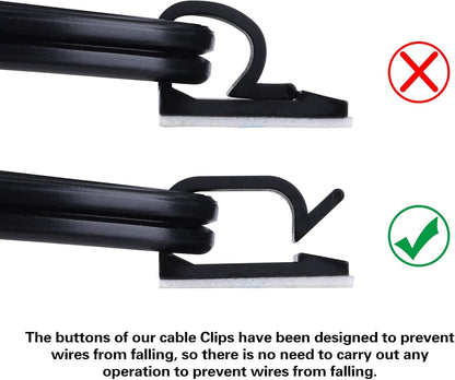Adhesive Cable Wire Clips Black120pcs, Cable Staples Outdoor Cable Management Wire Organizer Cord Holder for Under Desk, Car, Wall, TV PC Ethernet Cable