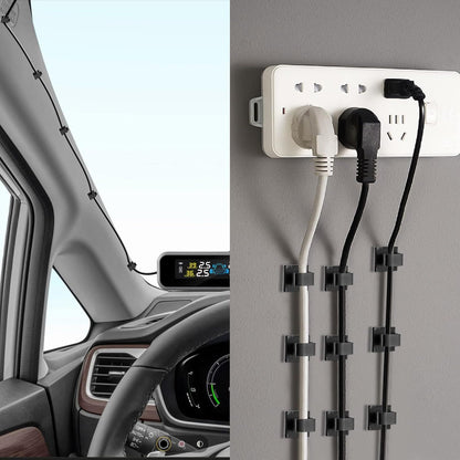Adhesive Cable Wire Clips Black120pcs, Cable Staples Outdoor Cable Management Wire Organizer Cord Holder for Under Desk, Car, Wall, TV PC Ethernet Cable