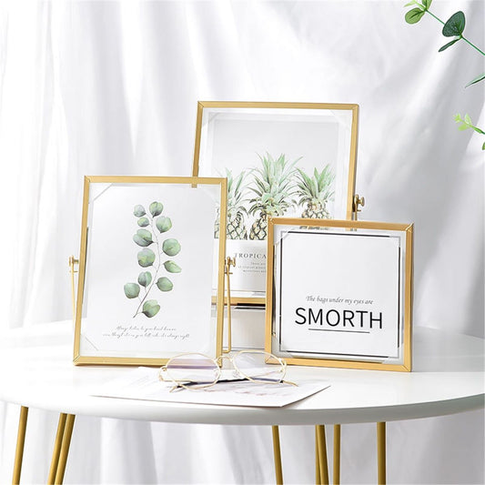 Set of 3 Glass Photo Frame Collection Simple Metal Geometric Picture Frame with Glass Cover Includes 4"" x 4"", 4"" x 6"", 5"" x 7""