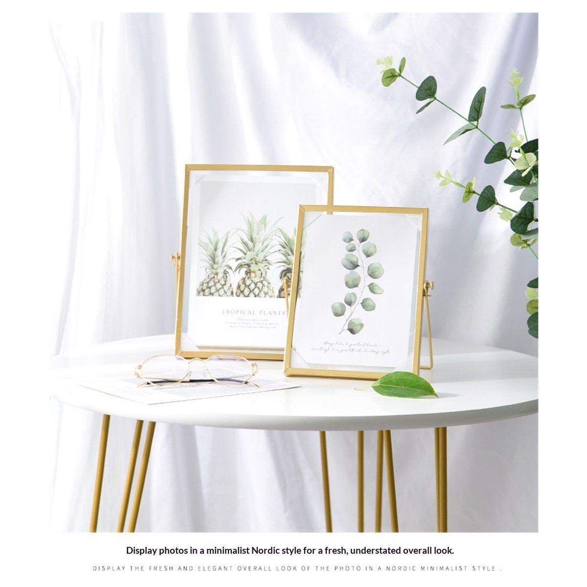 Set of 3 Glass Photo Frame Collection Simple Metal Geometric Picture Frame with Glass Cover Includes 4"" x 4"", 4"" x 6"", 5"" x 7""
