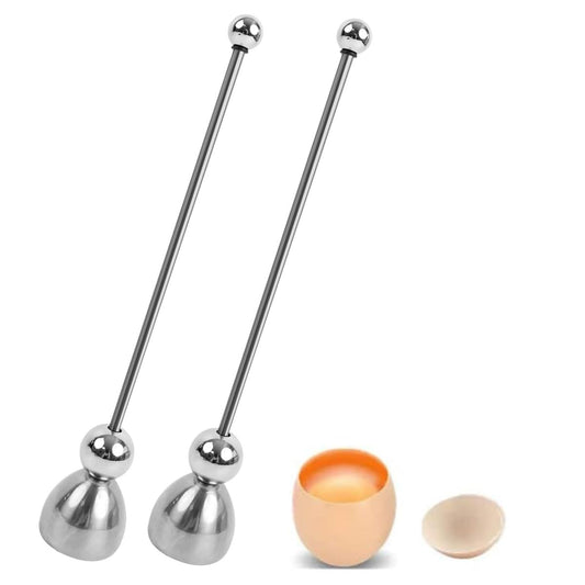 2pcs Egg Cracker Topper Cutter Stainless Steel Egg Shell Opener Separator Remover Egg Cracker Tool for Raw Eggs, Hard or Soft Boiled Eggs