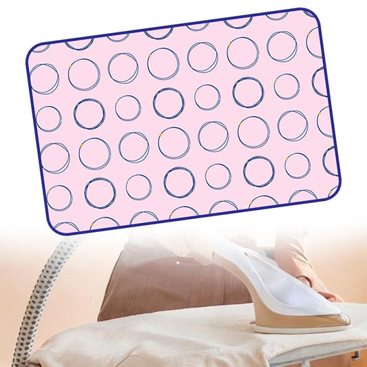 Portable Ironing Mat for Table Top Iron Pad for Countertop Thick Ironing Blanket Over The Door Steamer Pad Washer Dryer Heat Resistant Mat Travel Ironing Board (Red circle70_40cm)