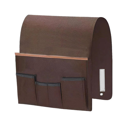 Sofa Armrest Organizer Non-Slip Bedside Armchair Caddy Storage Basket Bag Slip Resistant Couch Remote Control Holder Storage Bag for Cellphone,Tablet,Magazines,Glasses(Brown)