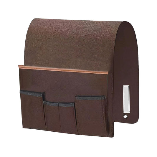 Sofa Armrest Organizer Non-Slip Bedside Armchair Caddy Storage Basket Bag Slip Resistant Couch Remote Control Holder Storage Bag for Cellphone,Tablet,Magazines,Glasses(Brown)