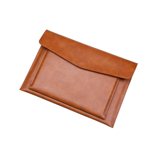 1 Piece PU Leather Envelope File Folders A4 Paper Document Filing Envelope Document Organizer Leather Portfolio Folder Holder (Brown)